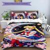 3-teiliges Sailor Moon Design Bettwäsche-Set - HD-bedruckte Bettwäsche mit 1 Bettbezug und 2 Kissenbezügen - Perfekt für die Heim- und Wohnheimdekoration