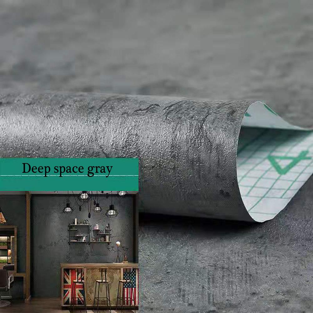Retro Styie Cement Wallpaper Self-Adhesive PVC Waterproof Dark Gray Concrete Effect For Entrance Bedroom Living Room Decoration