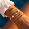 OZE Cross-border European American Stainless Steel Vacuum-plated Ocean-style Bracelet Women Starfish Shell Pearl Chain