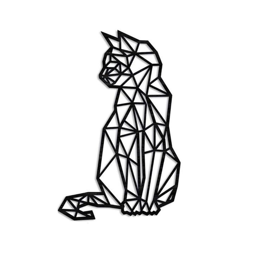Metal Cat Wall Decor Wall Art Hollow Out Geometric Decor Polygonal Wall Artist Home Wall Art Decoration
