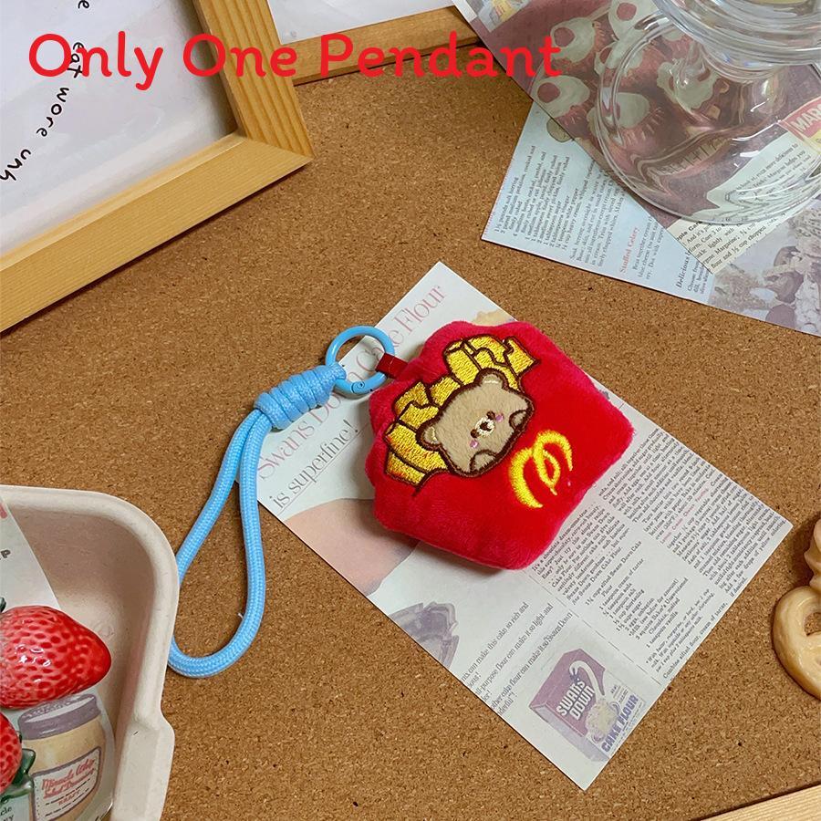 Plush Food Bear Keychain With Short Pile Fabric For Couples And Gift Giving