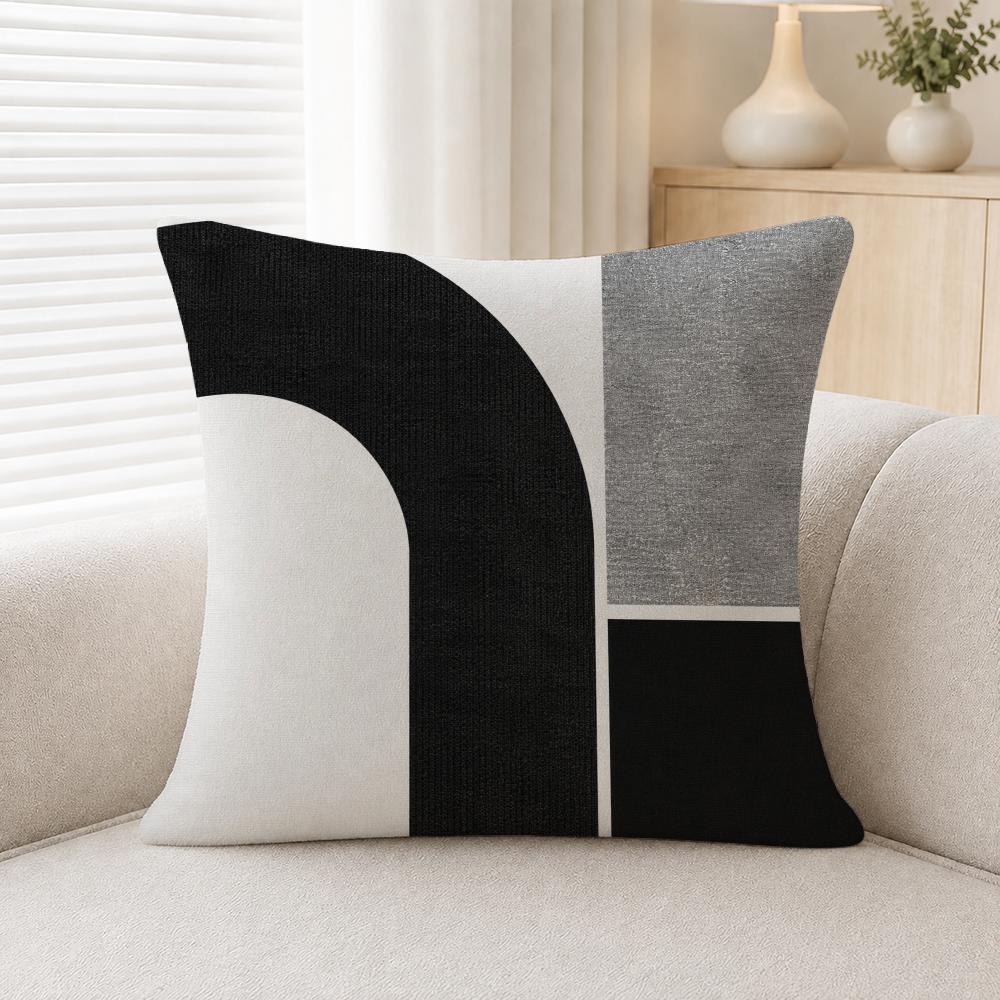 Pattern Modern Black And White Geometric Pattern Cushion Cover Soft Plush Fluffy Throw Pillow Cases For Sofa Bedroom Home Decor