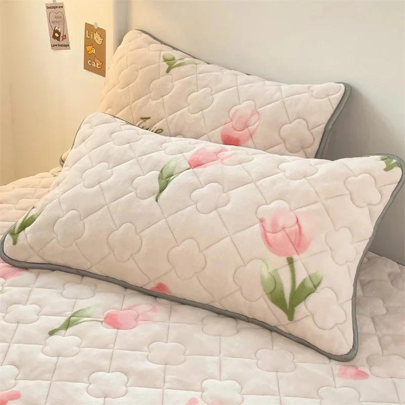 

2 шт./лот стеганая бархатная наволочка зимняя утолщенная теплая наволочка-конверт 48x74 см мягкая наволочка для сна 2pcs 48x74cm