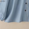 ZANZEA Blusa Feminina Casual com Decote V, Estampa Floral e Manga Longa