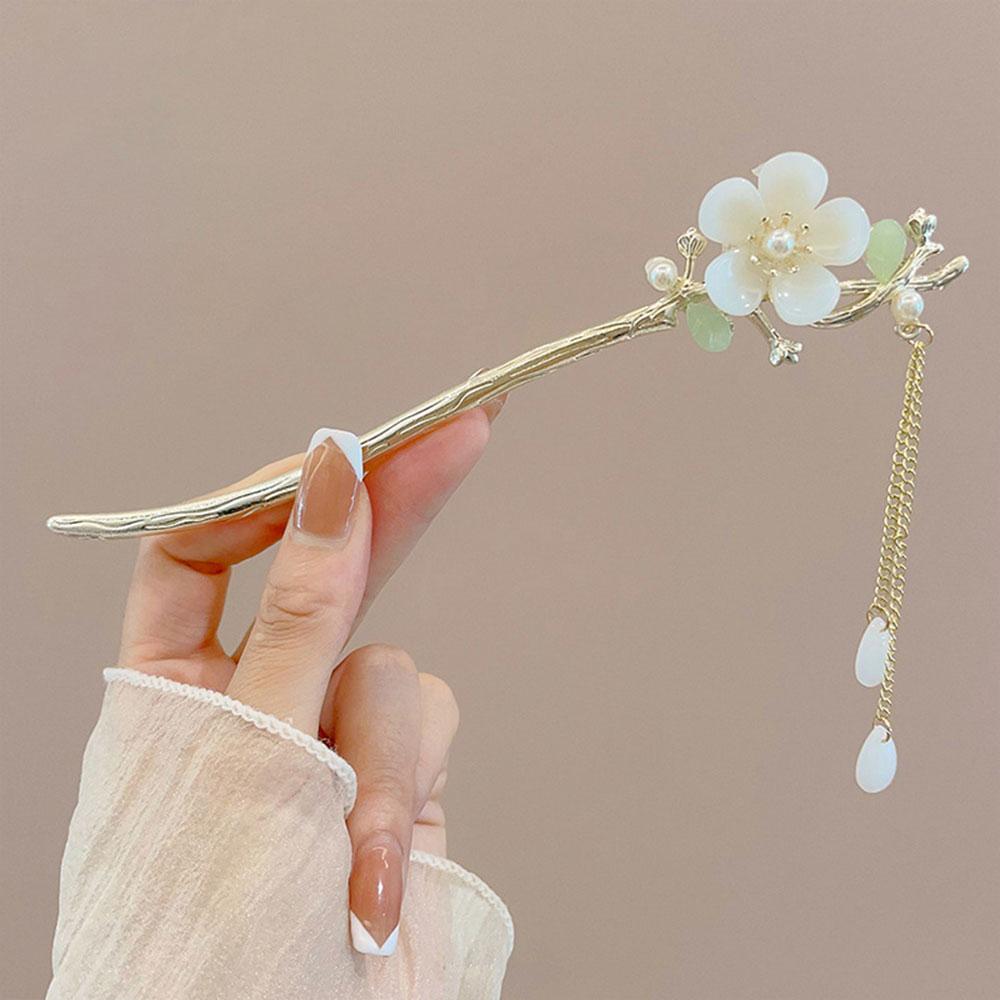 Elegant Chinese Style Tassel Hair Stick Hairpins Traditional Floral Hanfu Hair Sticks Women’s Vintage Bamboo Hair Accessories