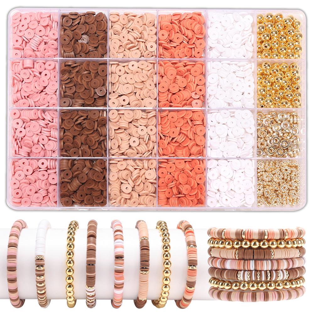 

24-Grid Polymer Clay DIY Bracelet Kit with Gold Beads & Spacers ZZ103