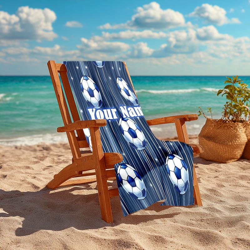 1PC Custom Name Soccer Stars Beach Towel Highly Absorbent And Sand-Resistant Towel for Swimming, Pool, Yoga, And Travel Lightweight
