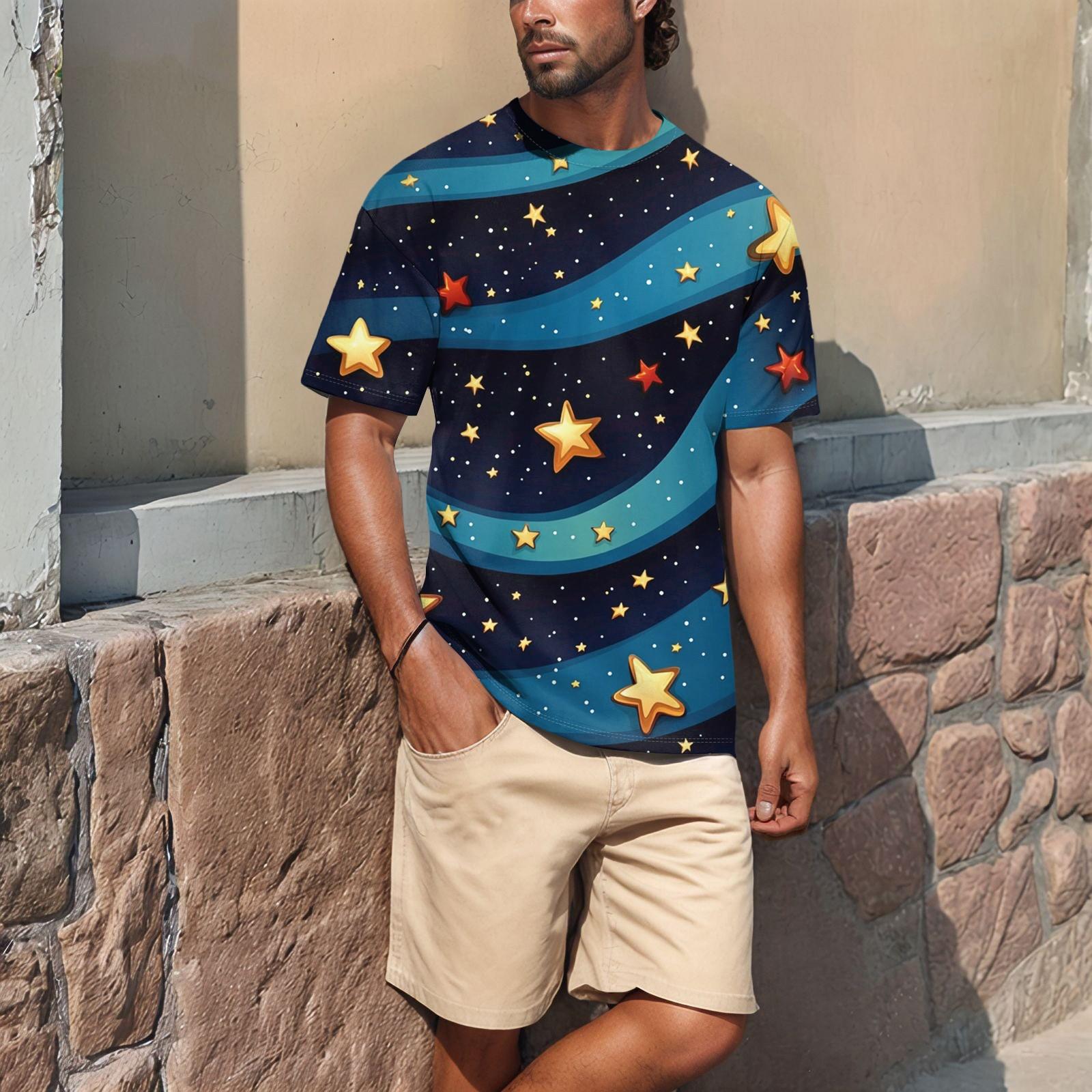 

Летняя мужская популярная футболка с круглым вырезом и коротким рукавом с принтом XXL тёмно-синий