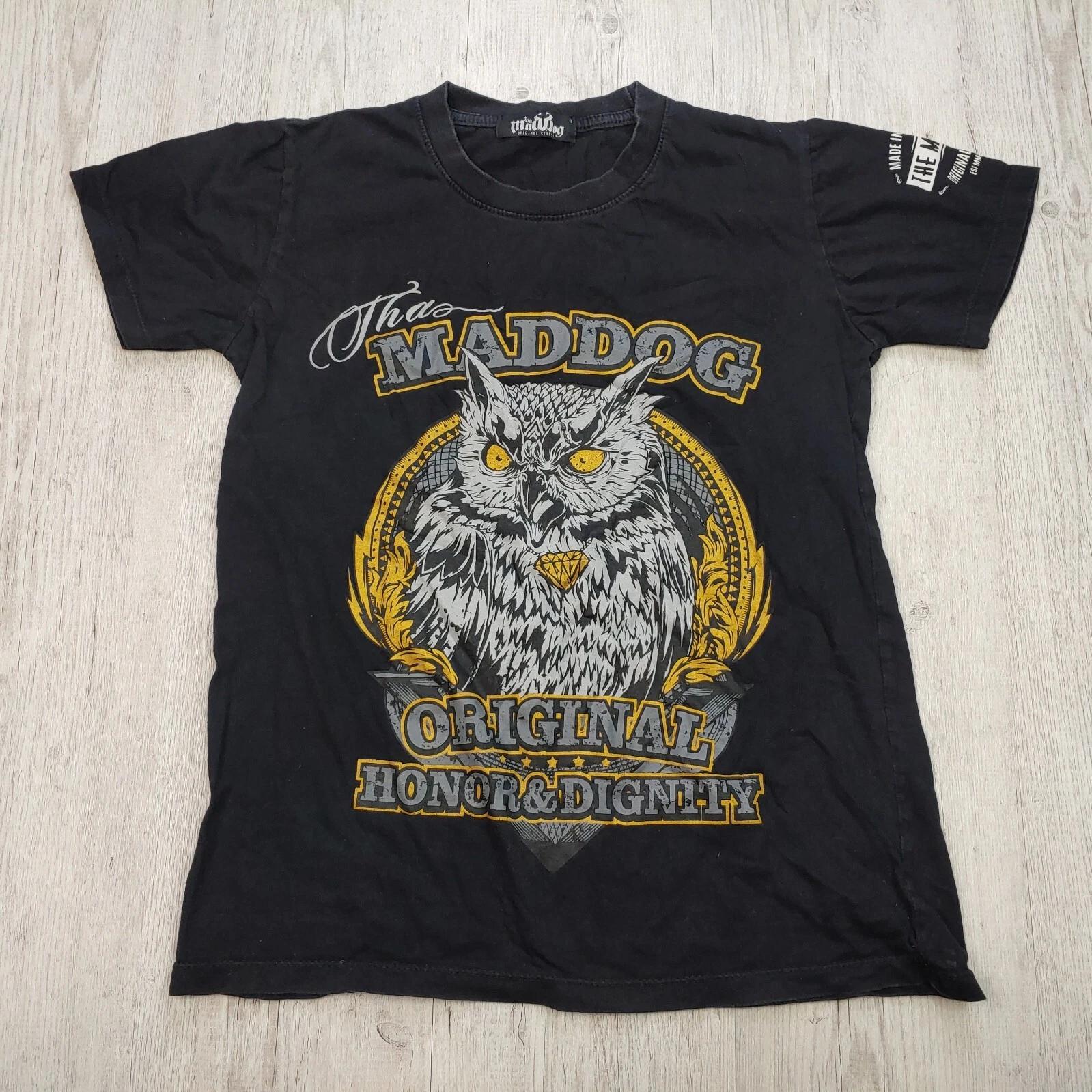 

The Maddog Original Street 100% Cotton T-shirt Mens Tees Top Size S Unisex Bold Owl Graphic Tee Black XL