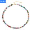 Dopamine Colored Natural Stone Abacus Bead Necklace Women's Fashionable and Versatile Collarbone Necklace