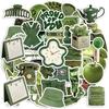 10/30/50pcs Ins Style Green Artistic Cartoon Stickers Waterproof DIY Journal Water Bottle Luggage Aesthetic Decoration Sticker