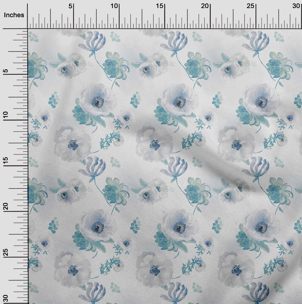 oneOone Cotton Flex Light Gray Fabric Florals Dress Material Fabric Print Fabric By The Yard 40 Inch