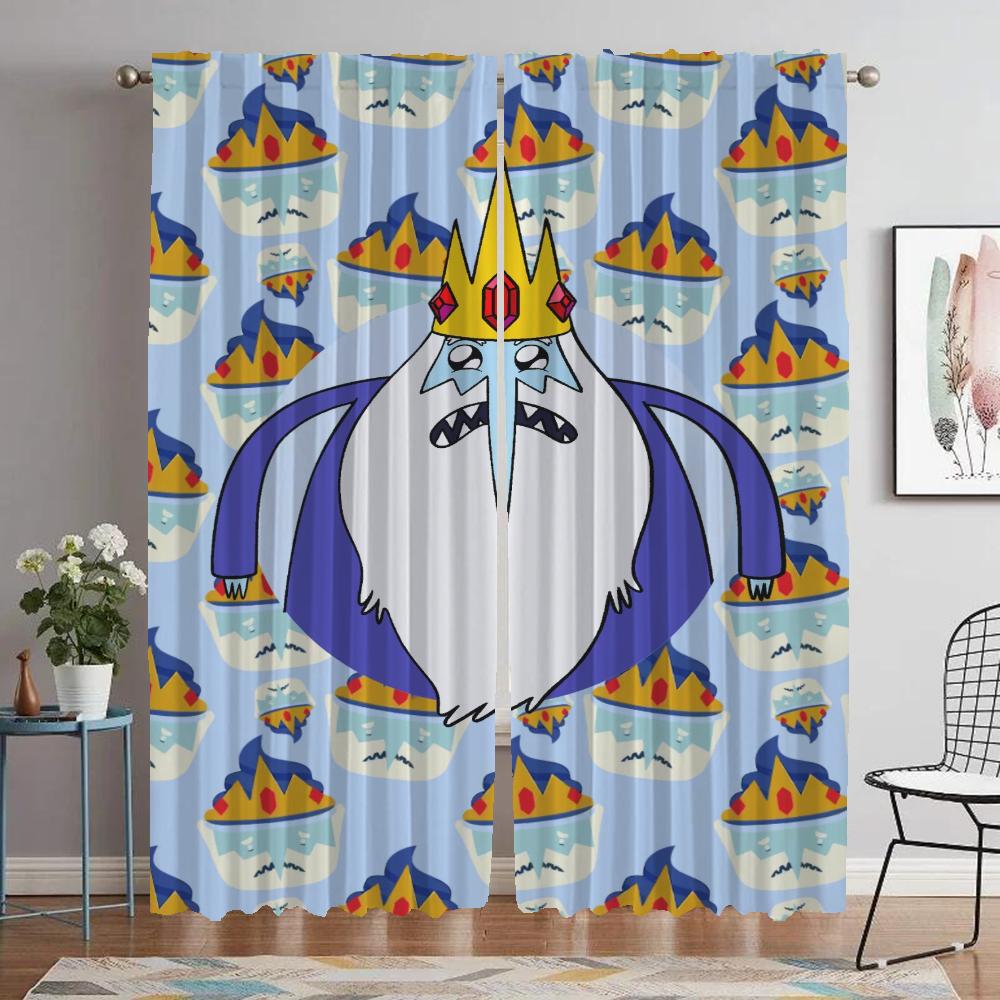 Adventure Time Curtains for Bedroom Kitchen Curtains 2 Pieces Partition Shades Blackout Curtain Halloween Decoration Living Room