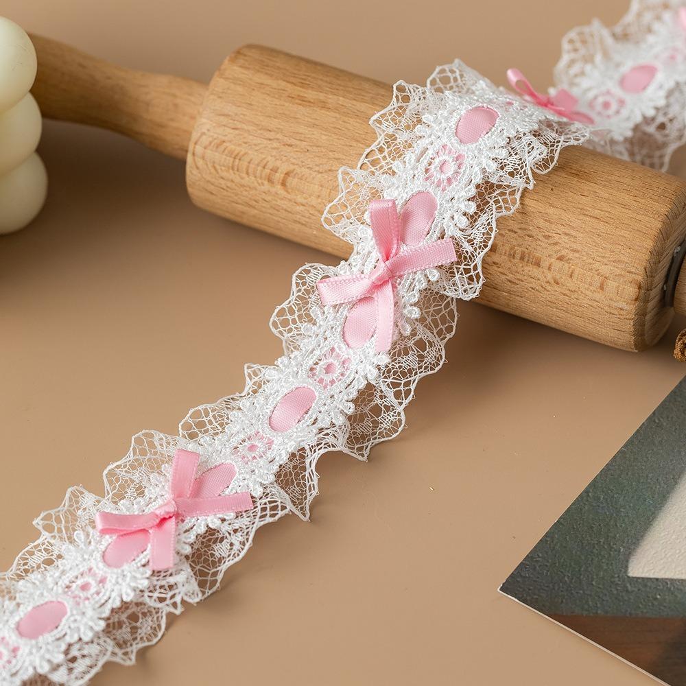 Bows & Pleated Lace Trim Ribbons Handmade Fabric Sewing Supplies New Hair Accessories  Baby Shower
