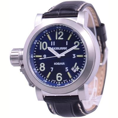 SEALANE Uomo SE43-LBL (Fiamma solare impermeabile 10atm) Orologio rotondo analogico in acciaio inossidabile nero