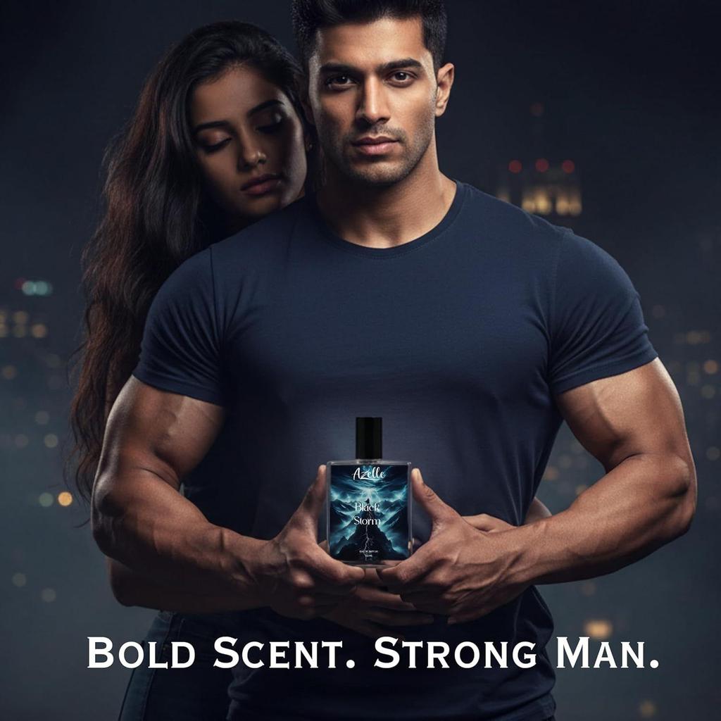 Black Storm Long Lasting Eau de Parfum for Men | Premium Woody Spicy Citrus Musk Fragrance | Strong Masculine Scent for Daily, Office