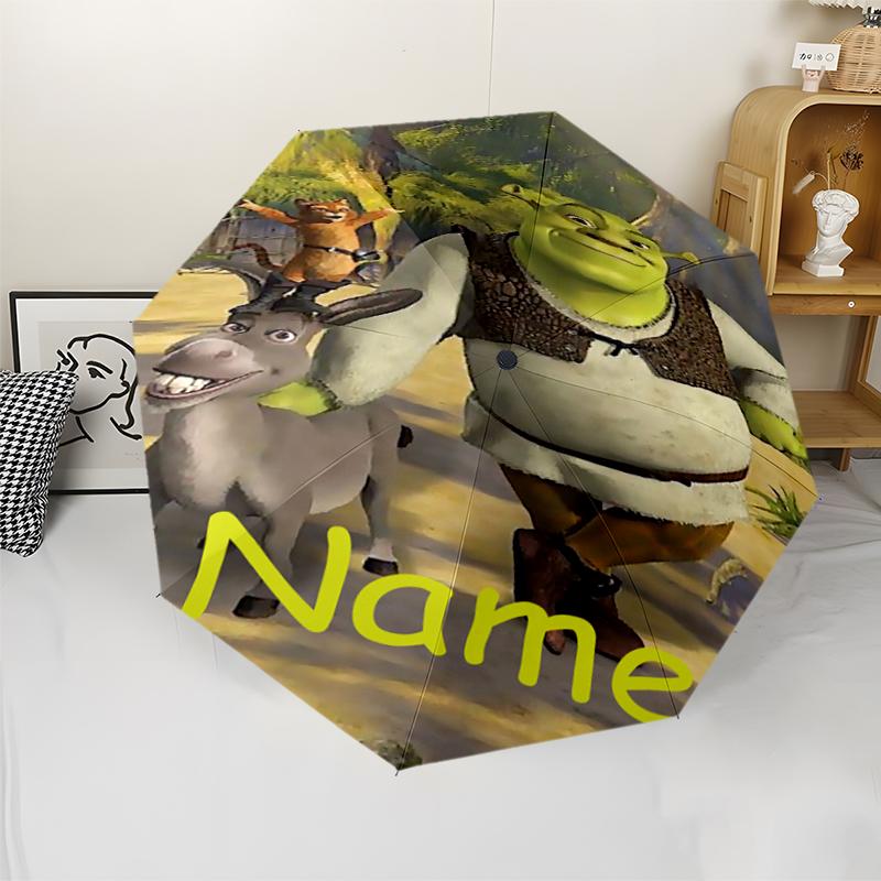 Custom Name Shrek Theme Automatic Umbrella, Lightweight & Portable, 8 Rib, Perfect for Outdoor Travel, Birthdays, Christmas, Gifts.