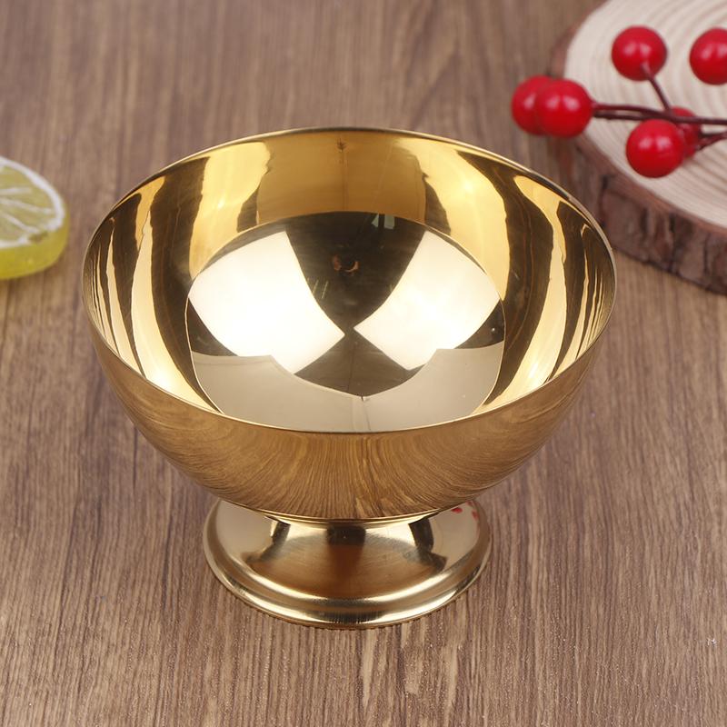 .1Pc Gold Stainless Steel Ice Cream Cup Salad Bowl With Fork Dessert Fruit Plate Snack Dish Wine Cup Home Kitchen Bar Tableware