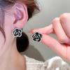 European & American Rhinestone Floral Earring Necklace Set - Chic Geometric Design with Clavicle Chain.