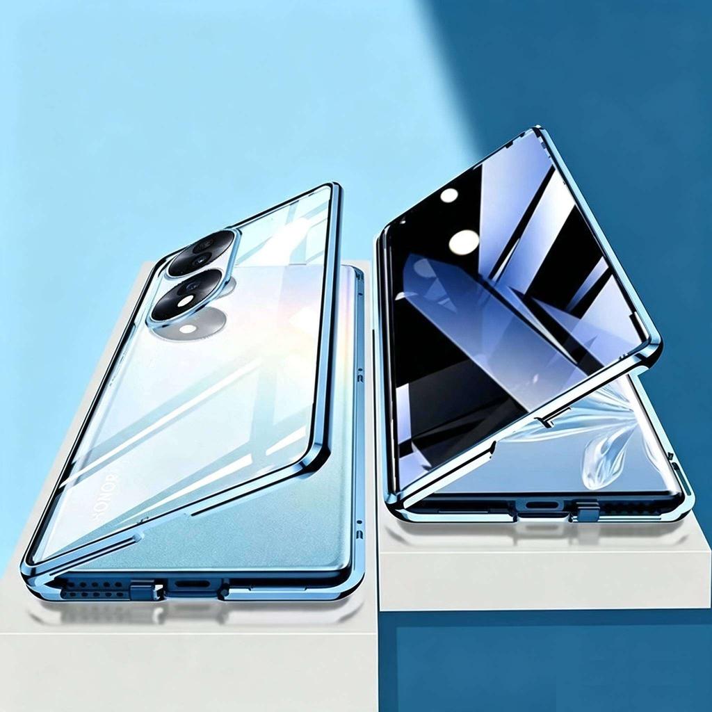 Anti Peeping Case for Huawei Honor 90 GT Pro 80 70 50, Double Sided Tempered Glass,Metal Frame with Lens Protector Phone Bumpers