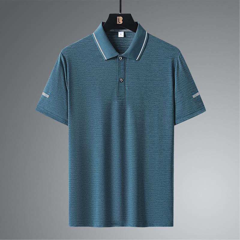 Koszulka polo Summer Ice Silk z krótkim rękawem, biznesowa koszulka polo, męska, szybkoschnąca, cienka, z krótkim rękawem, koszulka T-shirt