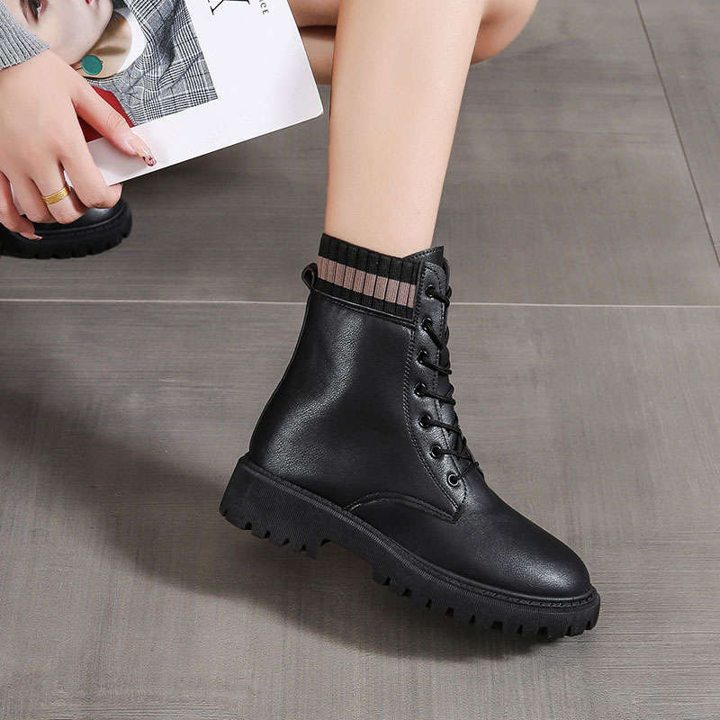 Snow Boots Women's New Fashion Cotton Shoes British Style Martin Short Boots Autumn and Winter Thickened Velvet Women's Shoes