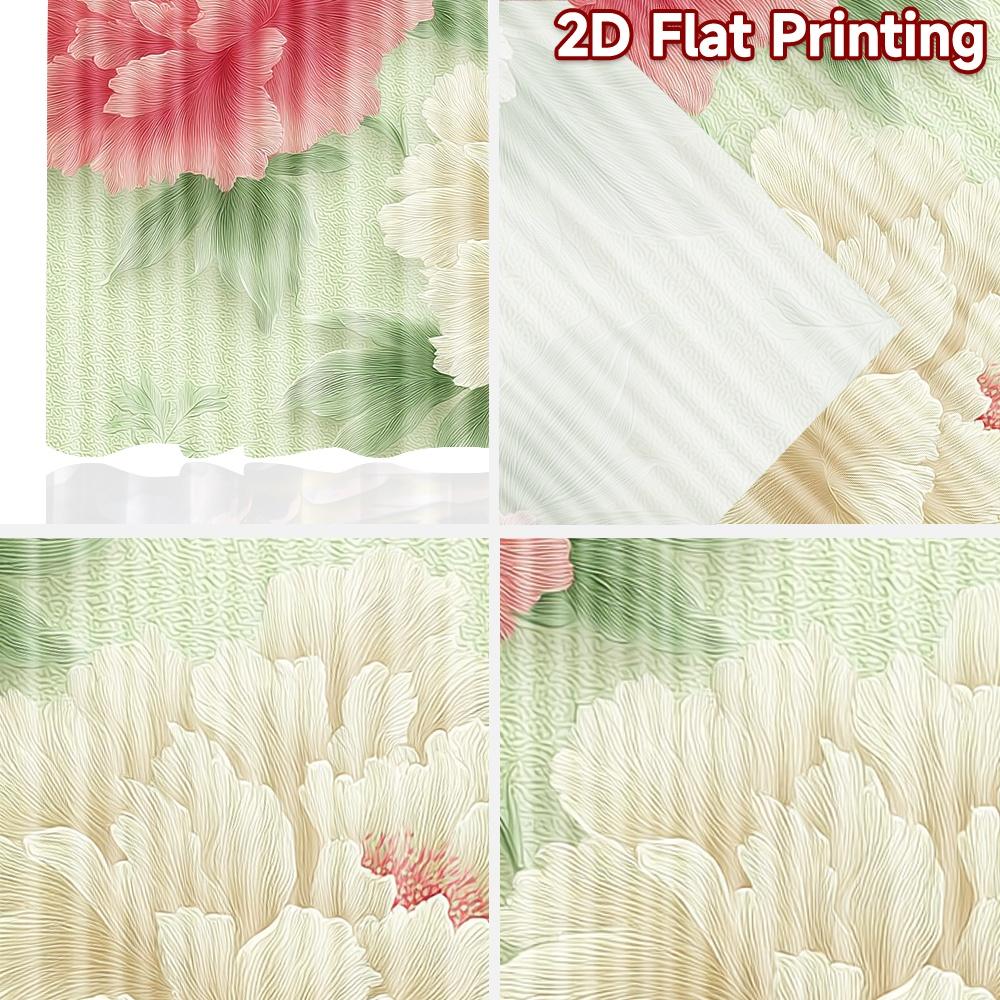 2D FLAT PRINTING 2pcs Curtains (Without Rod) Floral Peony Design Ramadan Festival Creative Curtains Semi-Sheer Curtains
