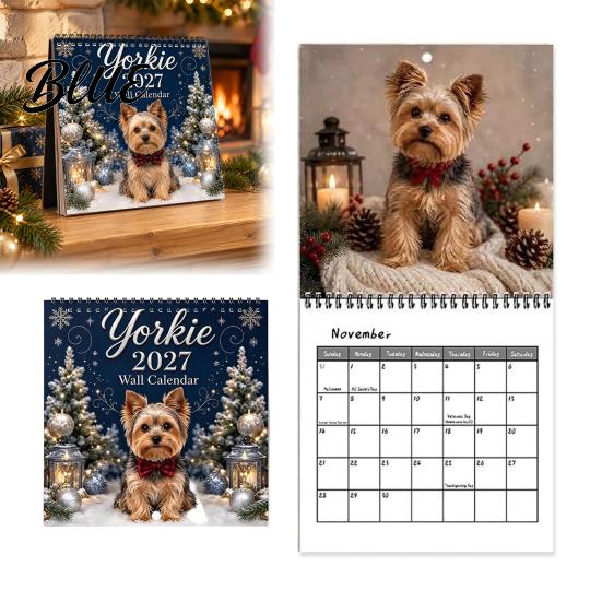 Holiday Present for 12 Month 2027 Wall Yorkshire Terriers Dog Owners Calendar Theme Calendar