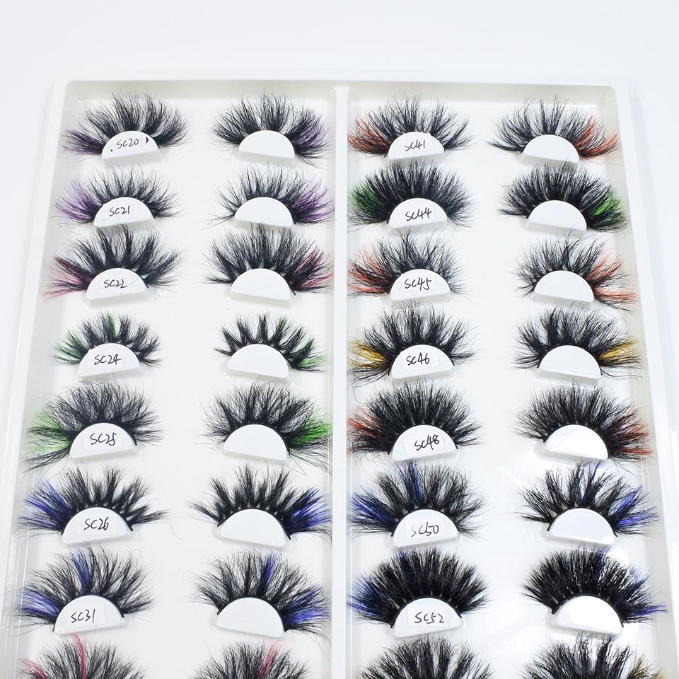 25mm Mink Eyelashes Newest Colored Lashes Dramatic Party Long Volume 3d Eyelashes Supplies Makeup False Eyelashes