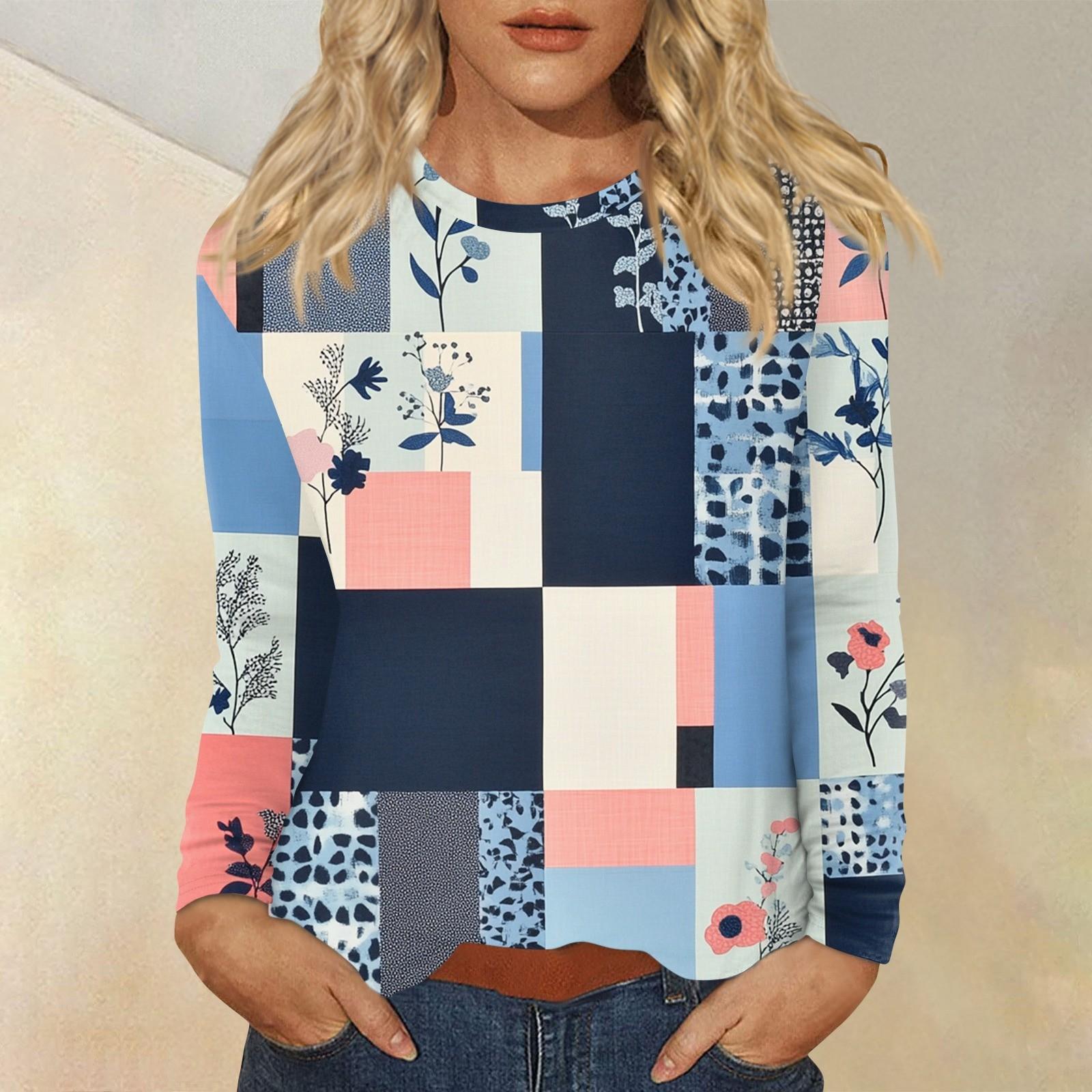 

Женский повседневный топ с длинным рукавом и принтом, с круглым вырезом XXL