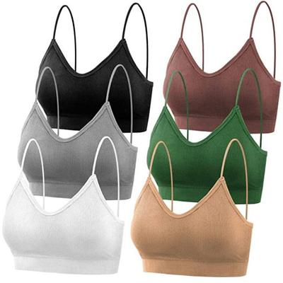 Seamless Plus Size Beautiful Back Bandeau Camisole Bra with Chest Pad and Thin Straps for Small Chest Women.