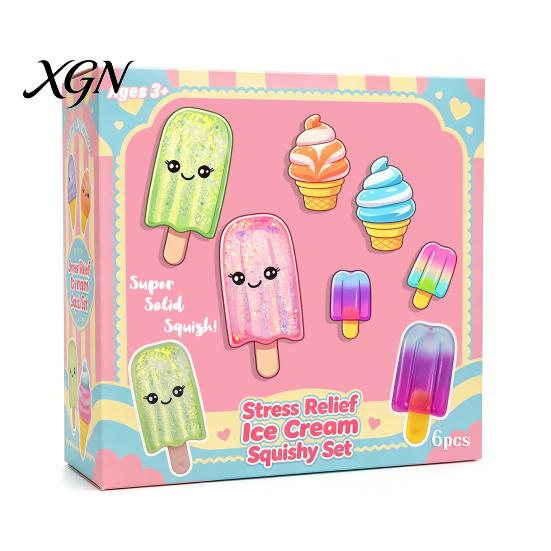 Stress Relief Squeeze Toy 6Pcs Ice Cream Ultra Soft Slow Rise Sensory Fidget Toys for Anxiety Party Favors