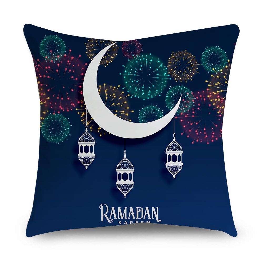 Islamic Eid Al Fitr Mubarak Ramadan Pattern Polyester Cushion Cover Home Living Room Sofa Decoration Pillow Cover
