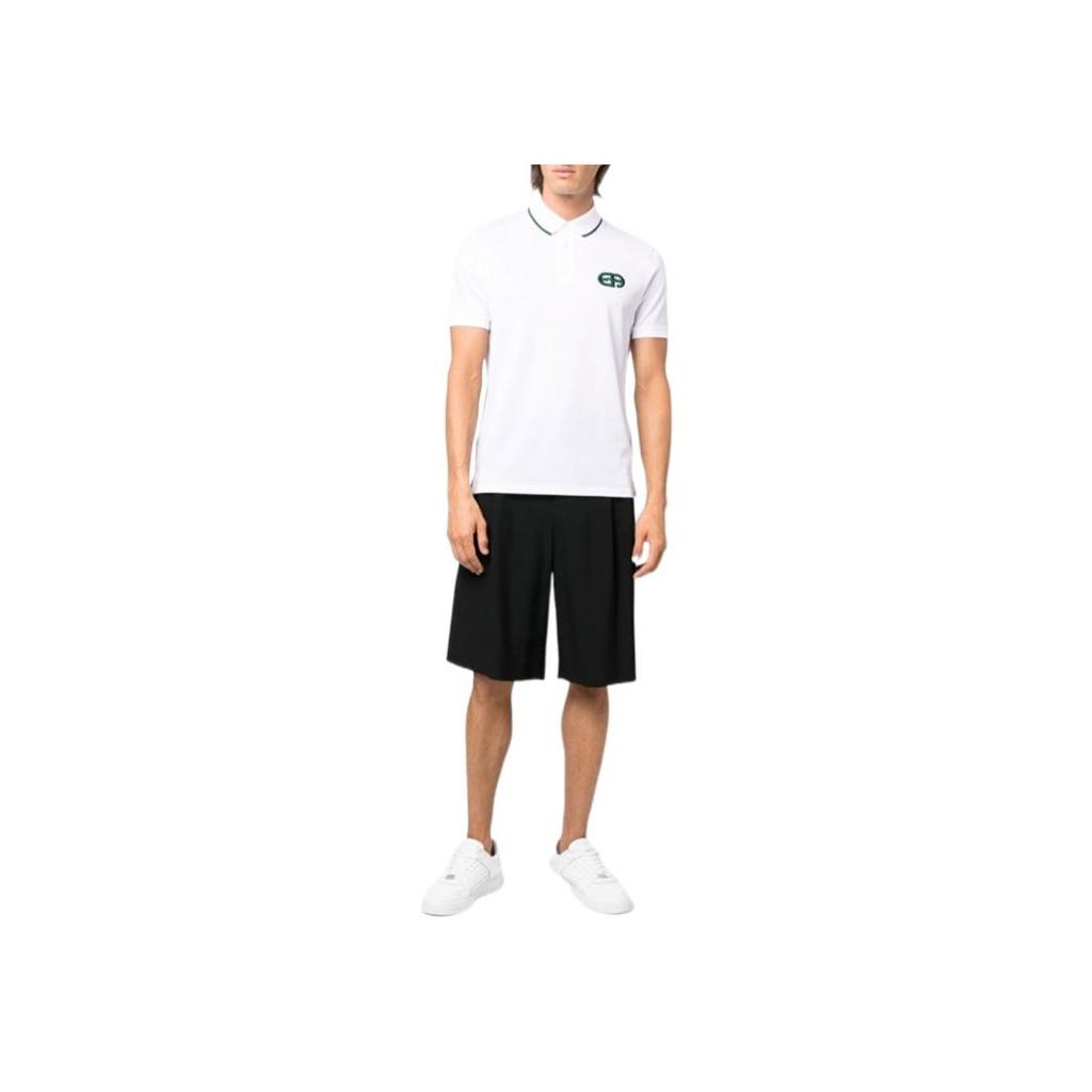 Emporio Armani Color Block Striped Logo Print Short Sleeve Polo Shirt Men tops White 6L1FA5-1JTKZ-0100