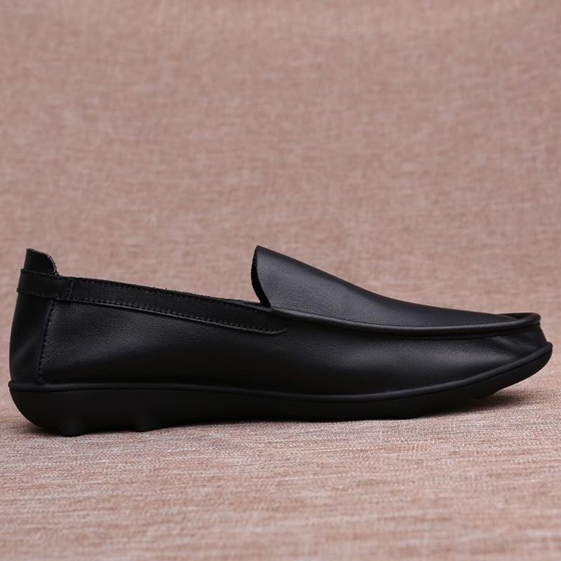 Spring Genuine Leather Men's Loafers Handmade Moccasins Casual Shoes Soft Sole Mens Business Flat Black Minimalist Leather Shoes