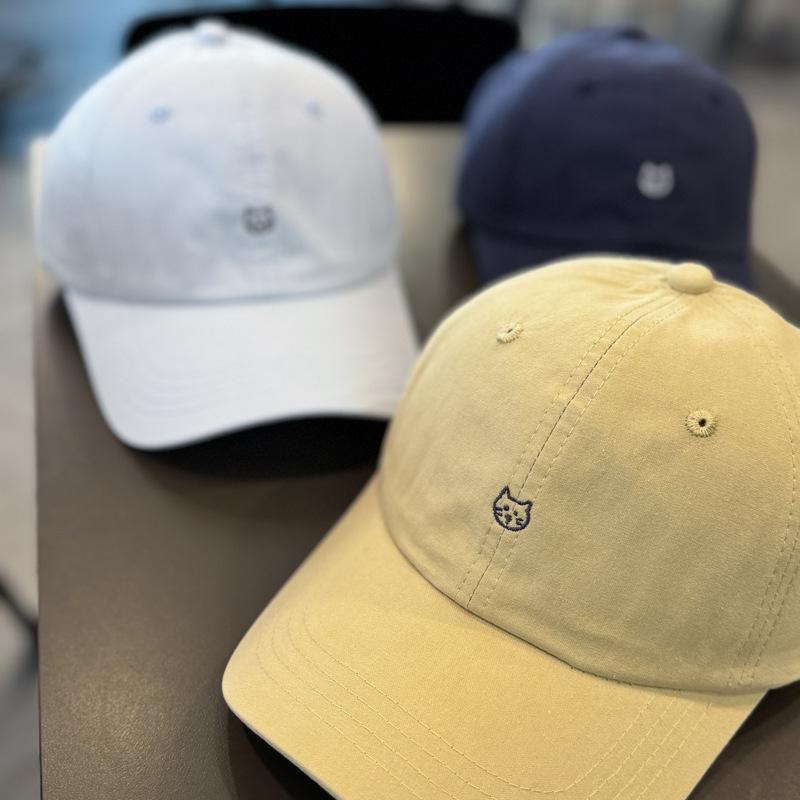 Sweet and Cute Kitten Head Embroidery Big Head Circumference Baseball Cap Female Spring and Summer New Face Small Wide Brim Cap Male