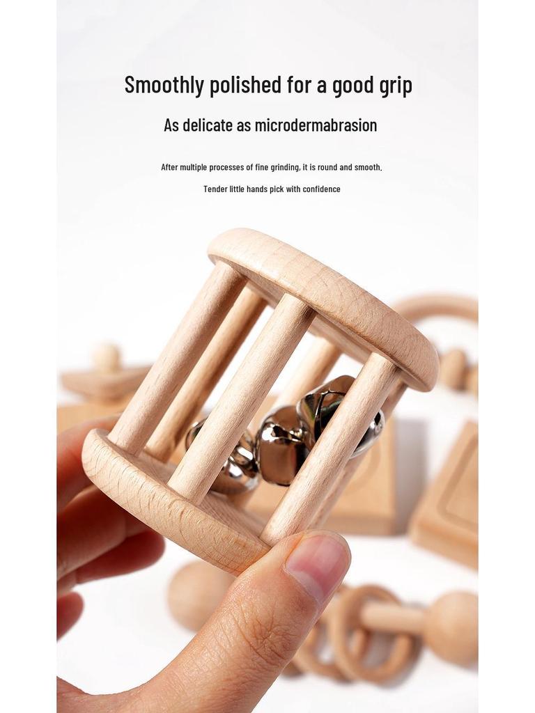 Wooden Geometric Figure Matching Toys and Teething Rattle Set