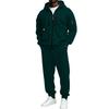 Men's Full Zip Hoodie Sweatshirt and Black Pants Sport Casual Two Piece Outfit Set