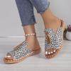 Women's Plus Size Peep Toe Tassel Flat Sandals, Casual Summer Slide Shoes