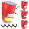 Solar Warning Outdoor Solar Burglar Motion LED 129dB Siren Red Buzzer Warning Alarm for Tea and Villa Front Entrances 4-Pack Lights, Waterproof,