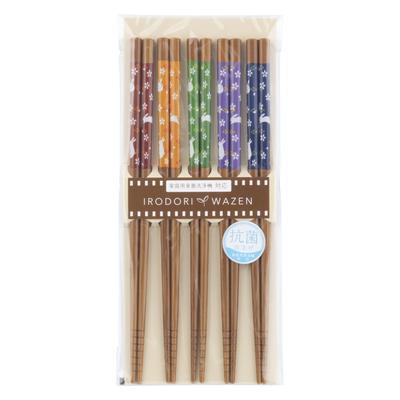 Aoba Chopsticks Dishwasher Safe Natural Wood Soot Bamboo Wild Rabbit 5 Set 22.5cm