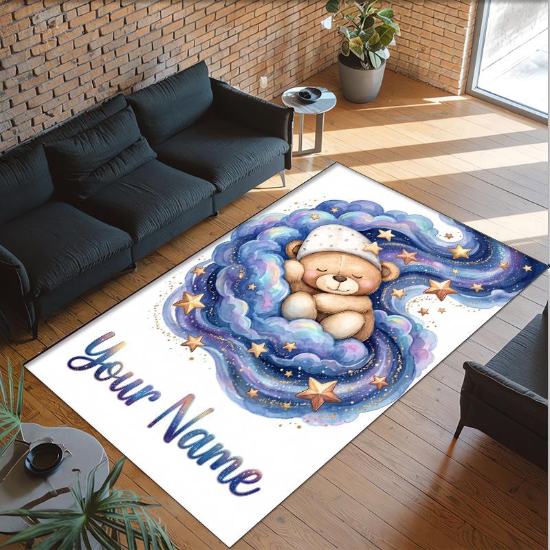 Tappeto in Velluto di Cristallo a Tema Orsacchiotto Tappetino Morbido Personalizzato con Nome Testo Decorazione per la Casa