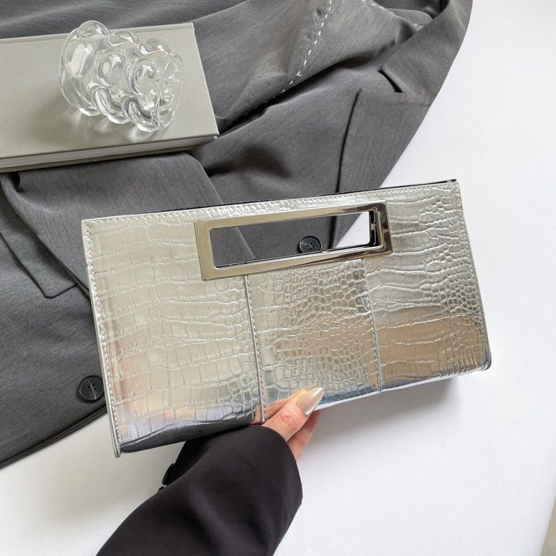 

Новая модная и универсальная сумочка, высококлассный вечерний клатч с тиснением под крокодила, сумка для ежедневных поездок на работу, универсальная женская сумка серебряный