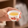 Gold-Trimmed White Jade Porcelain Persimmon Ruyi Tea Cup for Home Use