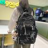 Trendy high-value schoolbag girls, primary school students, junior high and high school students, niche design, simple and versatile backpack women