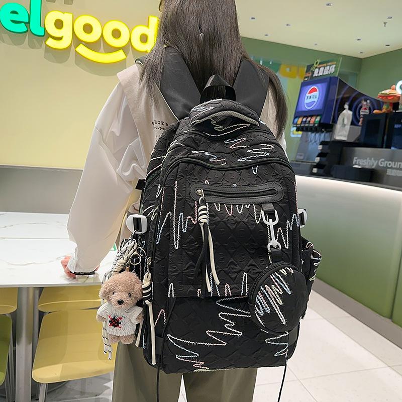 Trendy high-value schoolbag girls, primary school students, junior high and high school students, niche design, simple and versatile backpack women