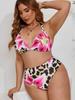 2026 Plus Size Leopard Print Triangle Cup Lace-Up Backless Bikini Set