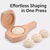 Wooden Steamed Bun Mold: DIY Baozi Dumpling Mooncake Pastry Maker with Filling Spoon - Sturdy Solid Wood Kitchen Tool for Family Cooking 8.15 inch