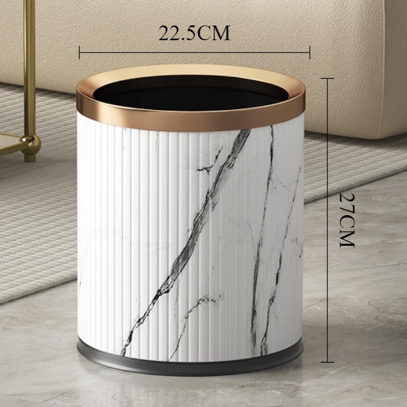 

Luxury Trash Can Metal Leather Large Capacity Trash Bin Minimalist Built-in Wastebasket Home Bathroom Bedroom Cleaning Supplies