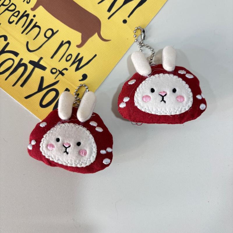 Cogumelo Coelho Tecido Brinquedo de Pelúcia Chaveiro Desenho Animado Coelho Boneca de Pelúcia Macia Pingente Anel de Chave de Carro Decoração de Bolsa Mochila Presente para Criança